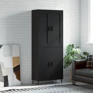 Witryny - vidaXL Witrynka, czarna, 69,5x34x180 cm, materiał drewnopochodny - miniaturka - grafika 1