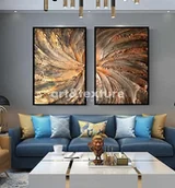 Obrazy i zdjęcia na płótnie - Miedziany wir dyptyk - obraz na płótnie - miniaturka - grafika 1