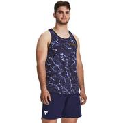 Koszulki sportowe męskie - Męski top treningowy Under Armour Project Rock Iso-Chill Muscle Tank - granatowy - UNDER ARMOUR - miniaturka - grafika 1