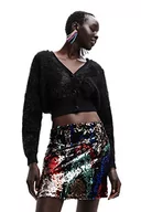 Swetry damskie - Desigual Sweter damski, czarny, L - miniaturka - grafika 1