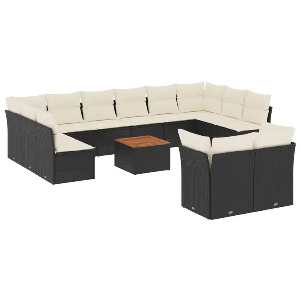 Zestaw mebli ogrodowych modułowych czarny rattan PE 62 x 62 x 69 cm