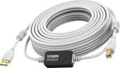 Kable USB - Kabel USB Vision VISION Professionelles, installationstaugliches, USB 2.0-Kabel mit Aktivverstarker - 30 JAHRE GARANTIE - integrierter Signalverstarker auf halber Lange des Kabels - Vergoldete Anschlusse - Ferritkerne beidseitig - Bandbreite 480 MBit/s - - miniaturka - grafika 1