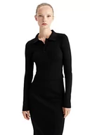 Swetry damskie - DeFacto Sweter normalny krój dla kobiet - sweter z golfem na topy damski (czarny, XL), czarny, XL - miniaturka - grafika 1