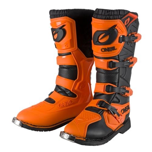 O'NEAL Buty motocrossowe Enduro Motocykl Komfort dzięki wewnętrznej powłoce Air-Mesh, cztery klamry zamykające, wysokiej jakości materiał syntetyczny Boots Rider Pro dla dorosłych, pomarańczowy, 44 EU