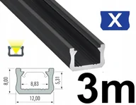 Akcesoria do oświetlenia - Profil Led 3M Aluminowy Do Taśm 12mm Wąski Typ X Czarny Anodowany 3M - miniaturka - grafika 1