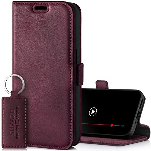 SURAZO Etui na telefon komórkowy Samsung Galaxy M54, cienkie, magnetyczne etui skórzane – składane etui ochronne z prawdziwej skóry [z przegródką na karty, ochroną RFID], etui z klapką, skórzane etui