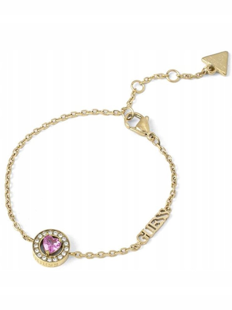 Guess M'Ama Non M'Ama bransoletka złota damska różowy kryształ JUBB04668JW