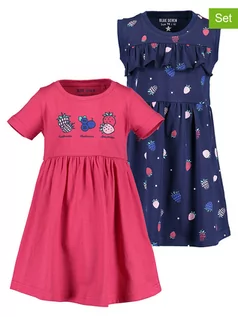 Sukienki i spódniczki dla dziewczynek - Blue Seven Sukienki (2 szt.) w kolorze różowym i granatowym - grafika 1