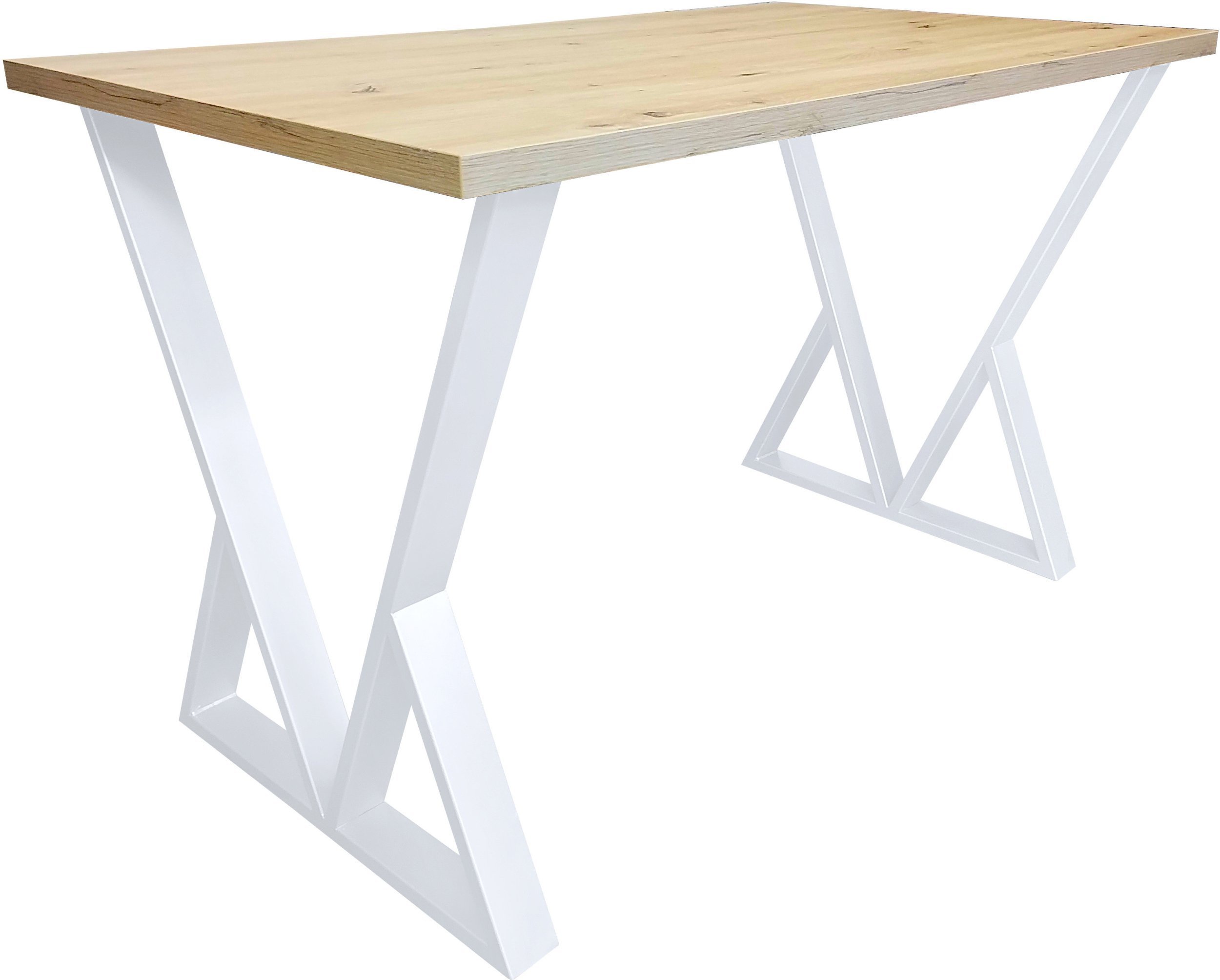 Stół do salonu kuchni 70x120x28 LOFT V biały Dąb Craft