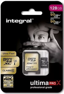 Integral 128 GB Ultima Pro Micro SD Card (SDXC) UHS-I U1 + adapter  90 MB/s INMSDX128G10-90U1 - Karty pamięci - miniaturka - grafika 1