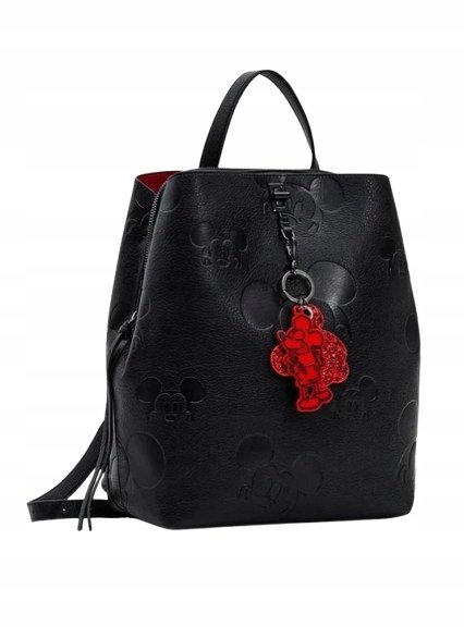 DESIGUAL CZARNY PLECAK MIEJSKI DAMSKI Z BRELOCZKIEM 27x10x34 1I4A