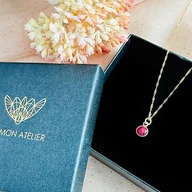 Naszyjniki - NASZYJNIK z rubinem, minimalistyczny naszyjnik - miniaturka - grafika 1