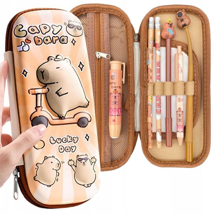 PIÓRNIK szkolny KAPIBARA z WYPOSAENIEM dla dzieci 3D do szkoły piankowy EVA