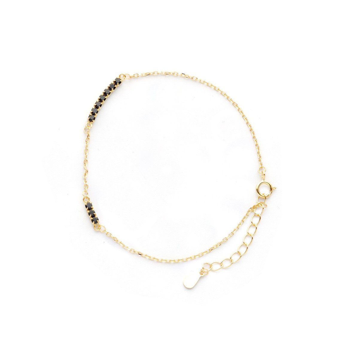 Pozłacana bransoletka 925 Belka czarne cyrkonie