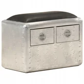 Ławki do przedpokoju - VidaXL Lumarko Ławka Aviator 59 cm, srebrno-czarna, skóra naturalna! 320639 VidaXL - miniaturka - grafika 1