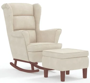 Kremowy fotel wypoczynkowy bujany + podnóżek S0-B82 - Fotele Kremowy fotel wypoczynkowy bujany + podnóżek S0-B82 - Fotele - miniaturka - grafika 1