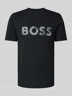 Koszulki męskie - T-shirt z nadrukiem z logo i okrągłym dekoltem - miniaturka - grafika 1