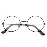 Okulary korekcyjne, oprawki, szkła - Okulary OKRĄGŁE Zerówki Uniseks - a'la Lenonki  3482 czarne - miniaturka - grafika 1