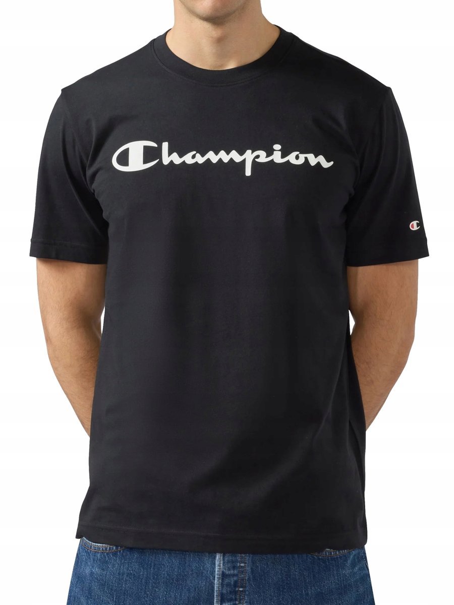 KOSZULKA męska CHAMPION 221814-KK001 bawełniana sportowa czarna t-shirt M M