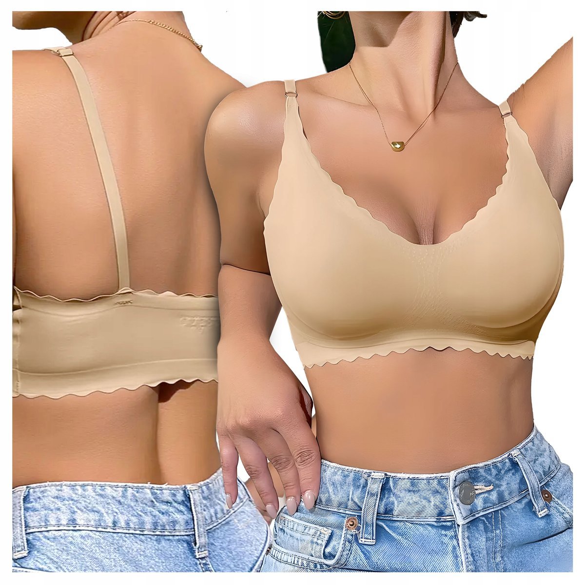 BIUSTONOSZ BEZSZWOWY Stanik Damski Modelujący Piersi Damski Top Sportowy M