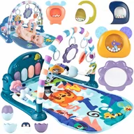 Maty edukacyjne - MalPlay, Mata edukacyjna Z Pianinkiem i Grzechotkami Niebieska - miniaturka - grafika 1