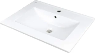 Deante Umywalka ceramiczna Tubo biały CTU_646M wpuszczana z miejscem na bat - Umywalki - miniaturka - grafika 1