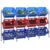 Szafy i regały magazynowe - vidaXL Regał magazynowy na 12 skrzynek, srebrny, 190x33x116 cm, stal 8719883696195 - miniaturka - grafika 1