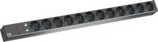 Bachmann BACHMANN IT PDU ALU 1HE 12x gniazdo z uziemieniem, kabel zasilający z wtyczką z uziemieniem - Gniazdka elektryczne - miniaturka - grafika 1