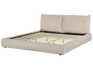 Łóżko sztruksowe 180 x 200 cm beżowoszare VINAY Lumarko! - Łóżka - miniaturka - grafika 4