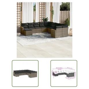 The Living Store 11-częściowa sofa ogrodowa z poduszkami z szarego polirattanu - Sofy ogrodowe The Living Store 11-częściowa sofa ogrodowa z poduszkami z szarego polirattanu - Sofy ogrodowe - miniaturka - grafika 1