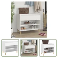 Szafki na buty - The Living Store Stojak na buty Biały 70x36x60 cm Materiał drewnopochodny - miniaturka - grafika 1