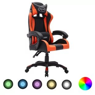 Lumarko Fotel dla gracza z RGB LED, pomarańczowo-czarny, sztuczna skóra - Fotele gamingowe - miniaturka - grafika 1