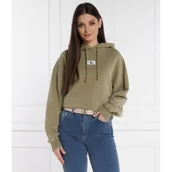 Bluzy damskie - Calvin Klein Jeans Bluza WOVEN LABEL | Cropped Fit - miniaturka - grafika 1