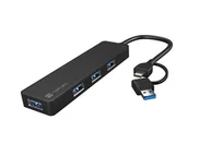 Huby USB - Hub USB-C 4 porty Mayfly czarny + adapter USB-A - miniaturka - grafika 1