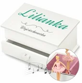 Pozytywki dla dzieci - Szkatułka na biżuterię z pozytywką i szufladką z nadrukiem dla dziewczynki - miniaturka - grafika 1