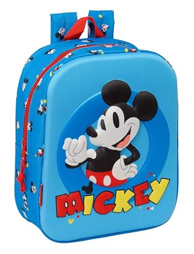 Safta MICKEY MOUSE 3D plecak do przedszkola, dostosowany do samochodu, łatwy do czyszczenia, idealny dla dzieci w różnym wieku, wygodny i wszechstronny, jakość i wytrzymałość, 22 x 10 x 27 cm,