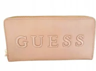 Portfele - GUESS SKÓRZANY BEŻOWY PORTFEL Z MIEJSCEM NA BILON GNA - miniaturka - grafika 1