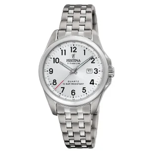 Zegarek Festina Titanium 20697/1 Zegarek Damski srebrny tytanowy na bransolecie z datownikiem - Zegarki damskie - miniaturka - grafika 1