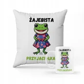 Gadżety dla niej i dla niego - ZESTAW PODUSZKA + KUBEK PREZENT Dla Przyjaciółki Żabka PREZENT + IMIĘ #2 - miniaturka - grafika 1