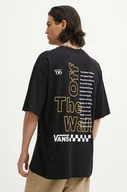 Koszulki męskie - Vans t-shirt bawełniany męski kolor czarny z nadrukiem VN000HFTBLK1 - miniaturka - grafika 1