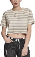 Koszulki i topy damskie - Urban Classics Damska koszulka z krótkim rękawem Multicolor Stripe Tee, wielokolorowy (piaskowy/czarny/biały/Firered 01686), 3XL - miniaturka - grafika 1