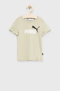 Koszulki i topy damskie - Puma t-shirt bawełniany dziecięcy kolor beżowy z nadrukiem - grafika 1