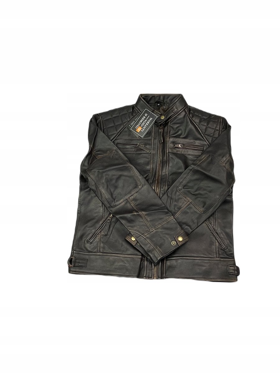 Skórzana kurtka męska brązowa REAL LEATHER M