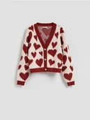 Swetry damskie - Reserved - Kardigan w serca - wielobarwny - miniaturka - grafika 1