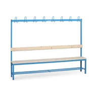 Meble do szkół i przedszkoli - B2B Partner Ławka szatniowa z wieszakiem i półką na buty, siedzisko - listwy, długość 2000 mm, niebieska 179319 - miniaturka - grafika 1