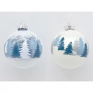 Bombki - Bombka szkło 8 cm biało-niebieska - miniaturka - grafika 1
