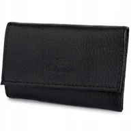 Etui na klucze - Etui Portfel Na Klucze Kluczyki Pieniądze Karty Skóra Naturalna Czarne - miniaturka - grafika 1