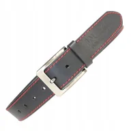 Paski - Pas Skórzany do spodni Wedan - Czarny z Czerwonym Przeszyciem 120 cm [120 - miniaturka - grafika 1