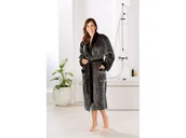 Szlafroki męskie - Gözze Płaszcz kąpielowy damski/męski, jedwabisty w dotyku, z szalowym kołnierzem, 2 kieszenie i pasek (M, Antracytowy) - miniaturka - grafika 1