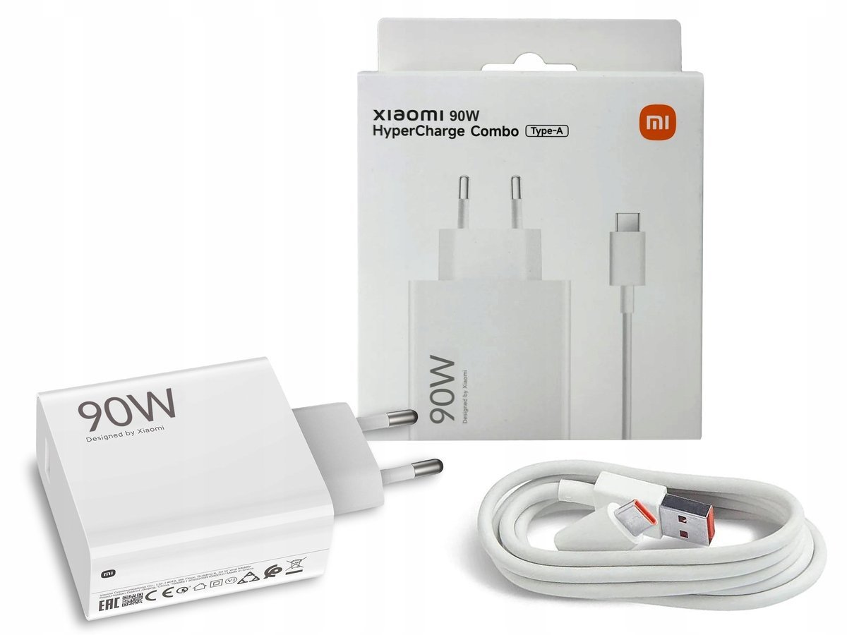 Szybka Ładowarka sieciowa Xiaomi HyperCharge Combo biały USB C + kabel 90W